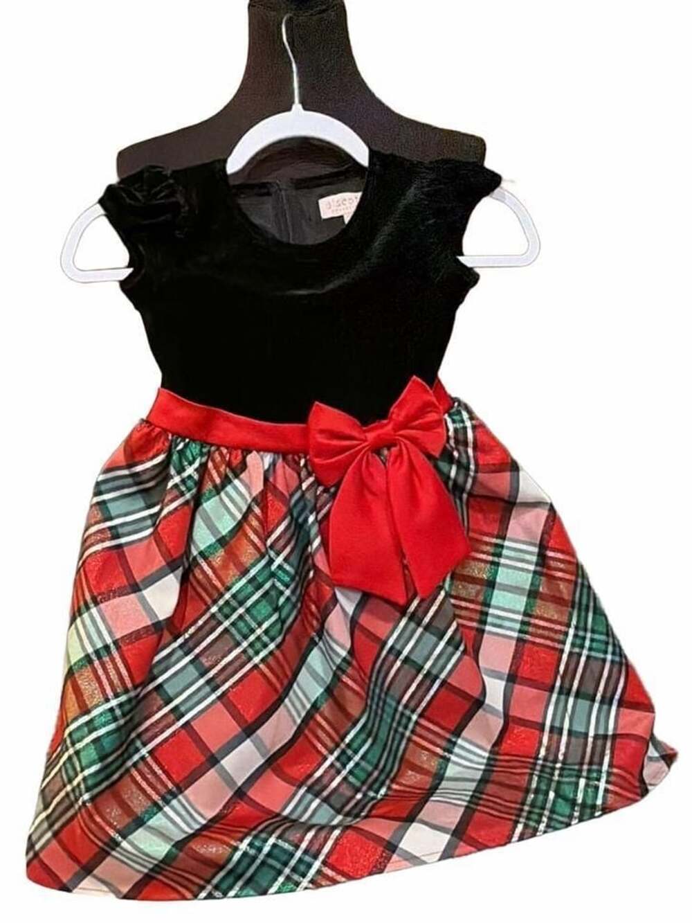 Biscotti Dress Size 6X Black Velvet Red Plaid Christmas Holiday
